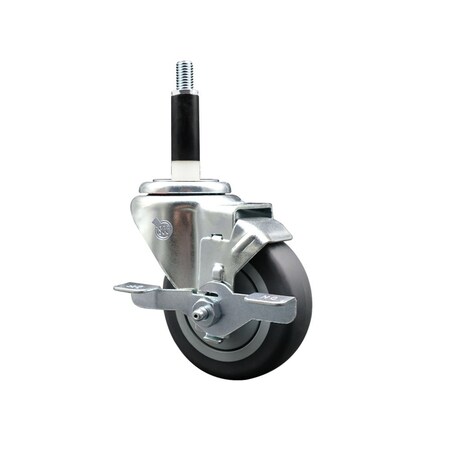 Service Caster 3.5'' Thermoplastic Rubber Swivel 7/8'' Expanding Stem Caster with Brake SCC-EX20S3514-TPRB-TLB-78